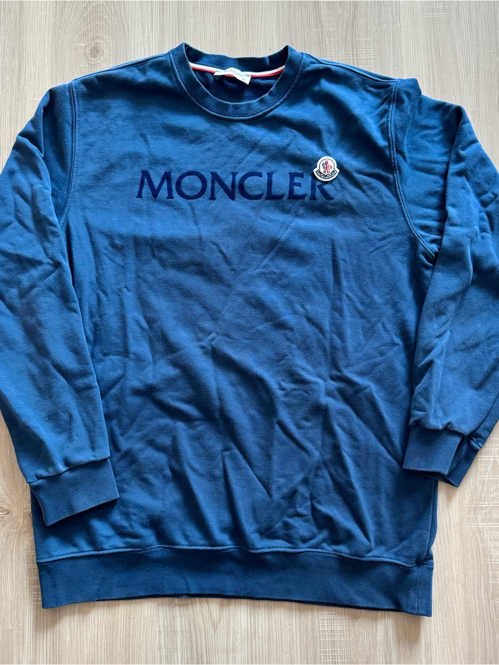 Moncler Men's Blue Logo Crewneck Sweater Size XL